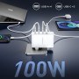 Мережевий зарядний пристрій Choetech PD9002 PD100W GAN USB-A+3xUSB-C White