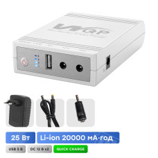 Джерело безперебійного живлення з блоком живлення Mini UPS WGP UPS103C Quick Charge 20000mAh 5V/12V/12V, Li-ion 4*5Ah, для роутера та оптичного терміналу Джерело безперебійного живлення з блоком живлення Mini UPS WGP UPS103C Quick Charge 20000mAh 5V/12V/12V, Li-ion 4*5Ah, для роутера та оптичного терміналу