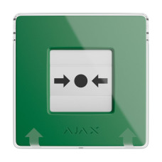 Бездротова кнопка для активації пожежної тривоги вручну Ajax ManualCallPoint Green Jeweller