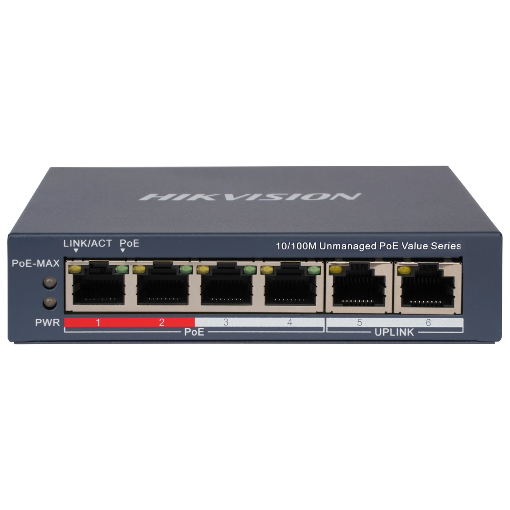 Hikvision DS-3E0106P-E/M(B) POE Комутатор 6 портів некерований
