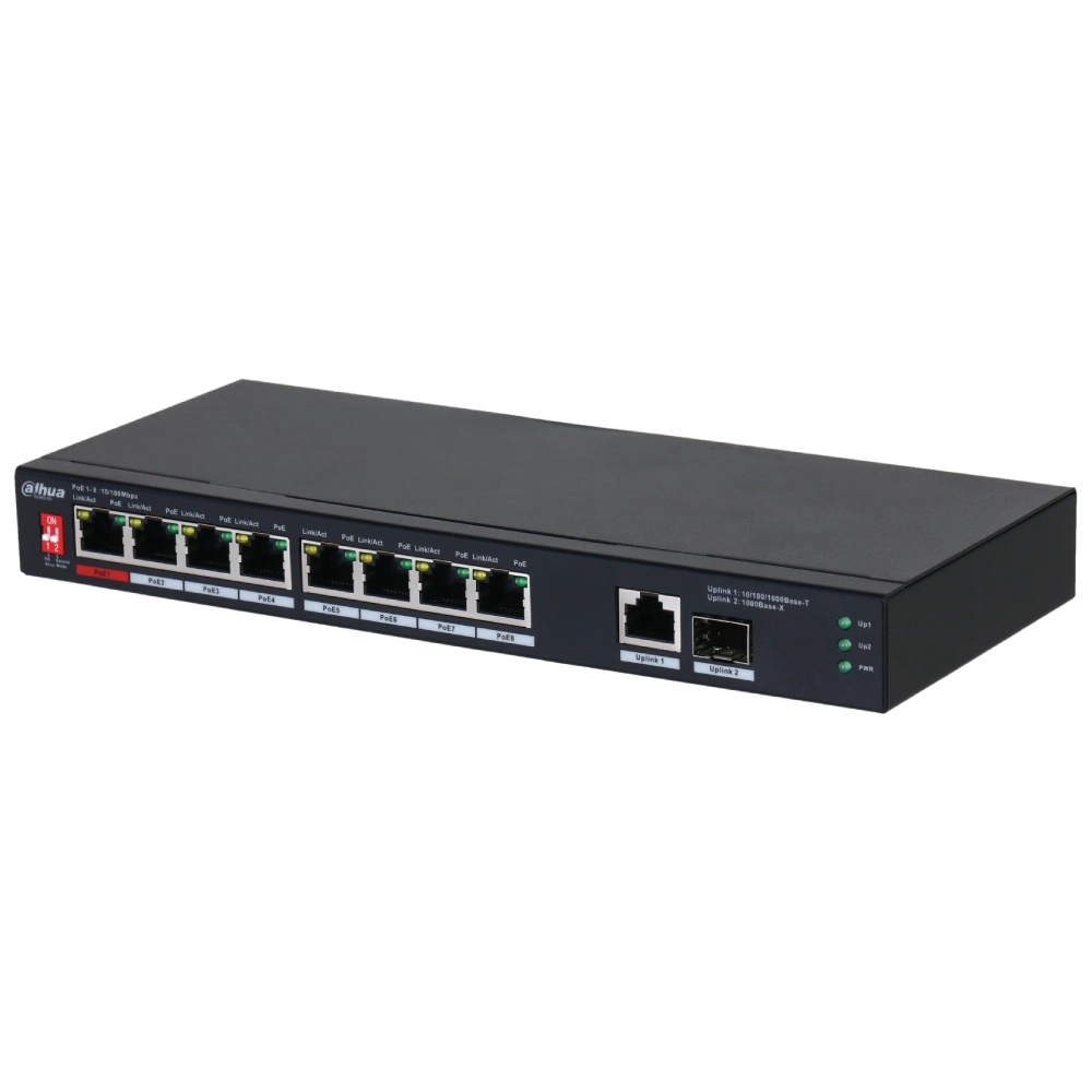 Dahua DH-PFS3110-8ET1GT1GF-96 PoE Комутатор 8 портів некерований