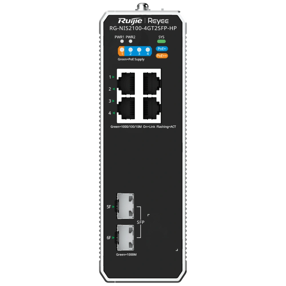 Ruijie Reyee RG-NIS2100-4GT2SFP-HP PoE++ Комутатор 6 портів керований