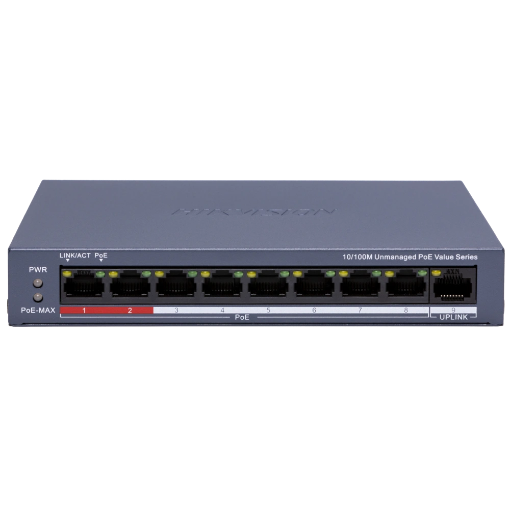 Hikvision DS-3E0109P-E/M(C) POE Комутатор 9 портів некерований