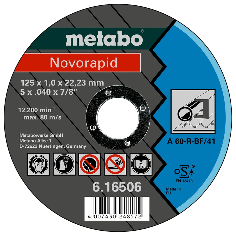 Metabo Novorapid (616506000) Відрізний круг по металу 125 x 1,0 x 22,23 мм, сталь, TF 41 Metabo Novorapid (616506000) Відрізний круг по металу 125 x 1,0 x 22,23 мм, сталь, TF 41