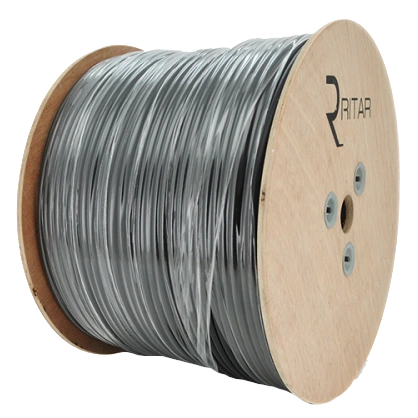 RITAR B305-RG59CU + 2x0.5mm CU, 0,81 мм.CU, 64x0.12m CCA Кабель коаксіальний з живленням 305 м