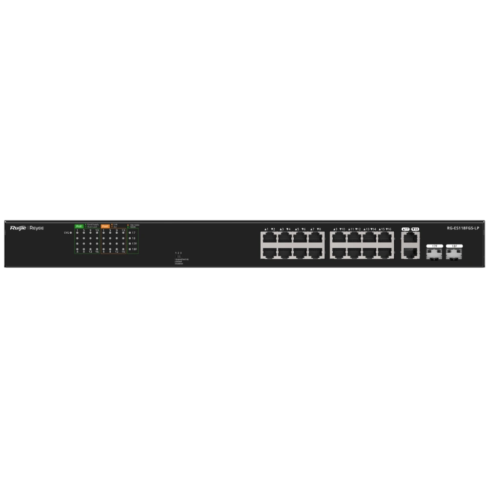 Ruijie Reyee RG-ES118FGS-LP PoE Комутатор 18 портів некерований Ruijie Reyee RG-ES118FGS-LP PoE Комутатор 18 портів некерований