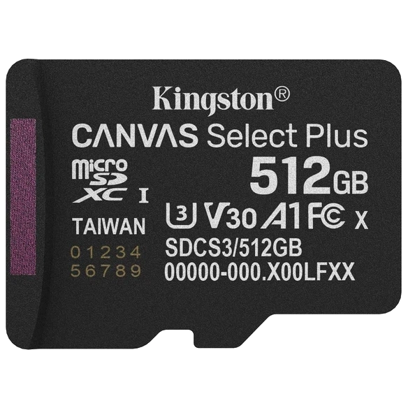 MicroSDXC 512GB UHS-I Class 10 Kingston Canvas Select Plus R150MB/s (SDCS3/512GBSP) Модуль флеш-пам'яті MicroSDXC 512GB UHS-I Class 10 Kingston Canvas Select Plus R150MB/s (SDCS3/512GBSP) Модуль флеш-пам'яті