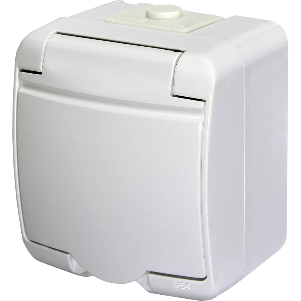ETI 4668015 Hermetics Розетка 1-на з з/к Schuko RHE-1s (біла/біла кришка, IP54)